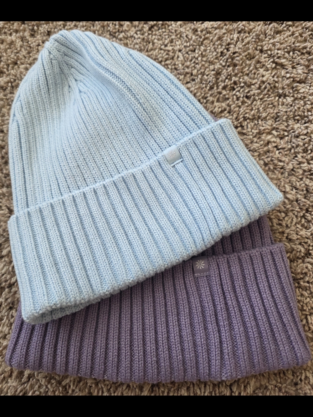 Athleta Girl Ribbed Knit Beanie - Light Blue and Lavender